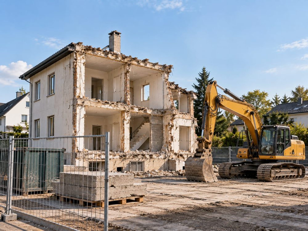 Demolition work on an existing building